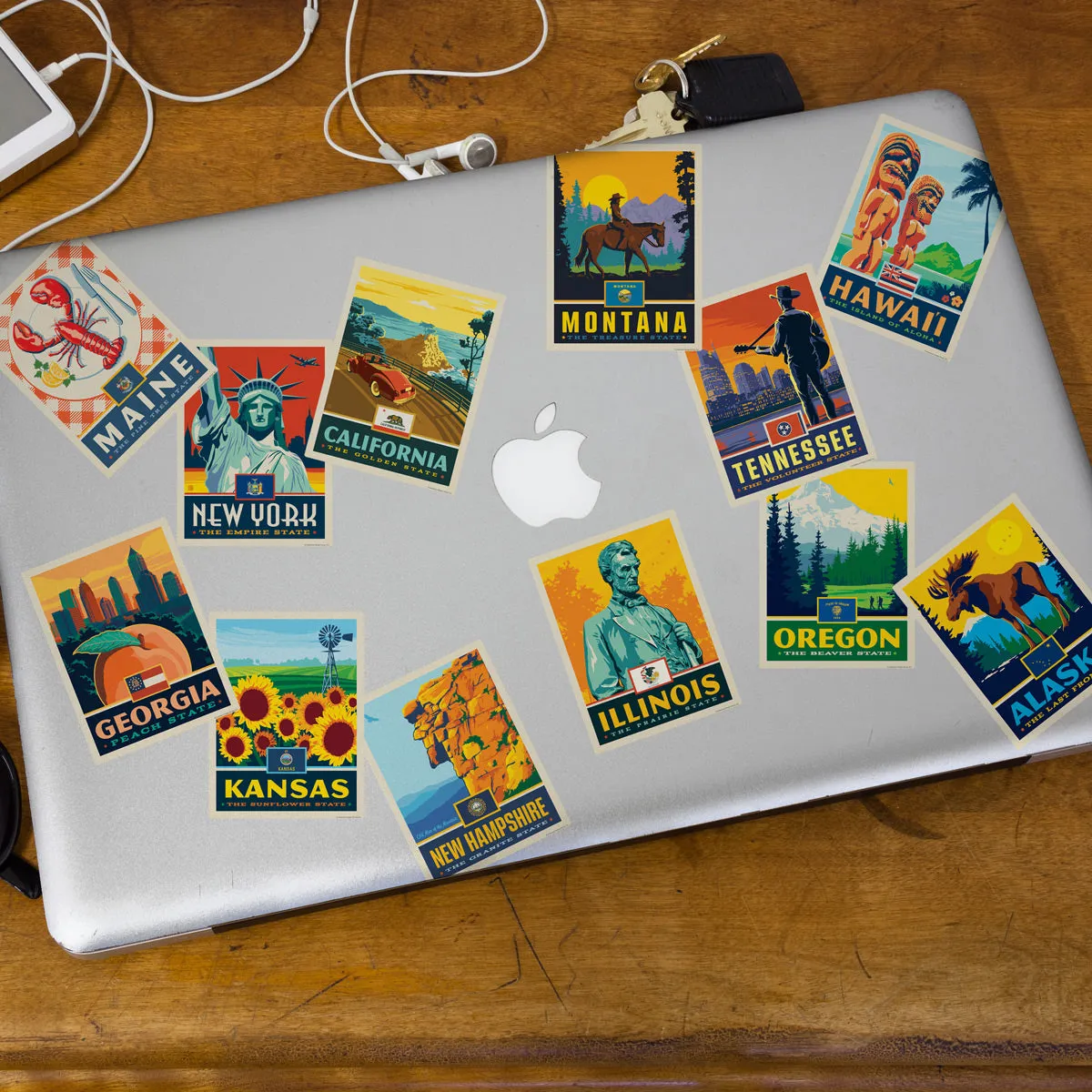 50 States US Travel Vinyl Sticker Set