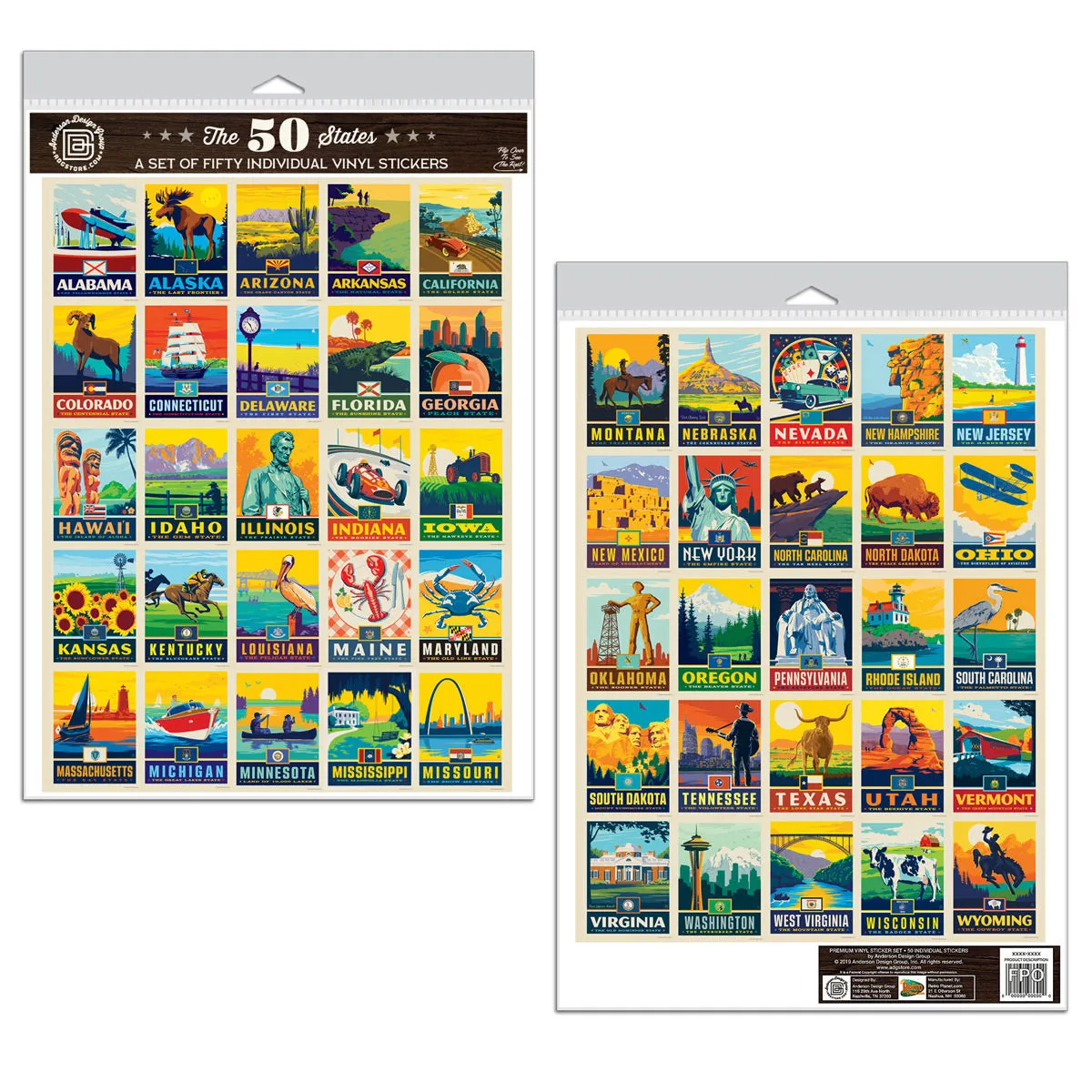 50 States US Travel Vinyl Sticker Set
