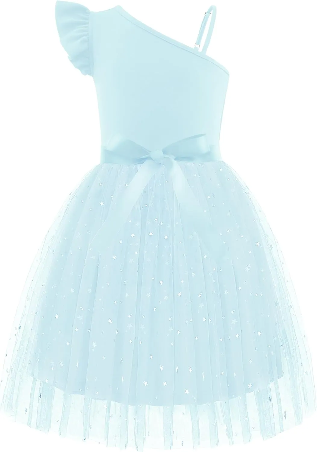 Arshiner Girls Dresses One Shoulder Ruffle Formal Tulle Dress