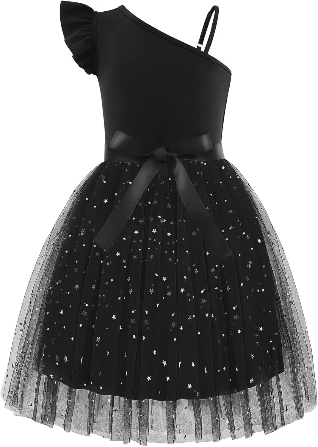 Arshiner Girls Dresses One Shoulder Ruffle Formal Tulle Dress
