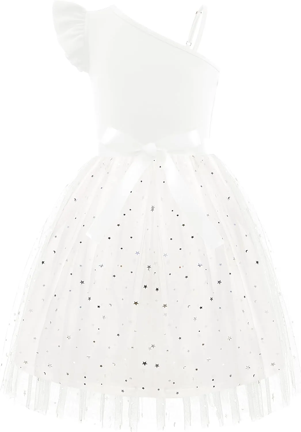 Arshiner Girls Dresses One Shoulder Ruffle Formal Tulle Dress