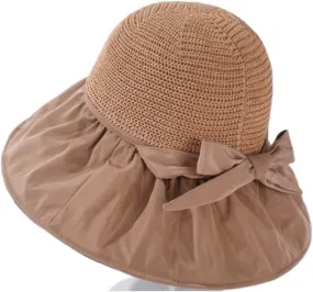 Beach Hat for Women Sun Hat Spring and Summer Sun Hat Wide-Brimmed Foldable Fisherman Hat Beach Hat Women Straw Hat One Color