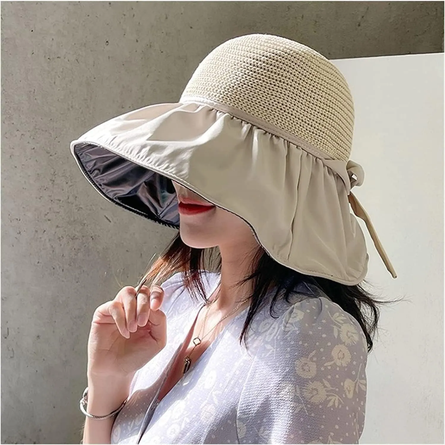 Beach Hat for Women Sun Hat Spring and Summer Sun Hat Wide-Brimmed Foldable Fisherman Hat Beach Hat Women Straw Hat