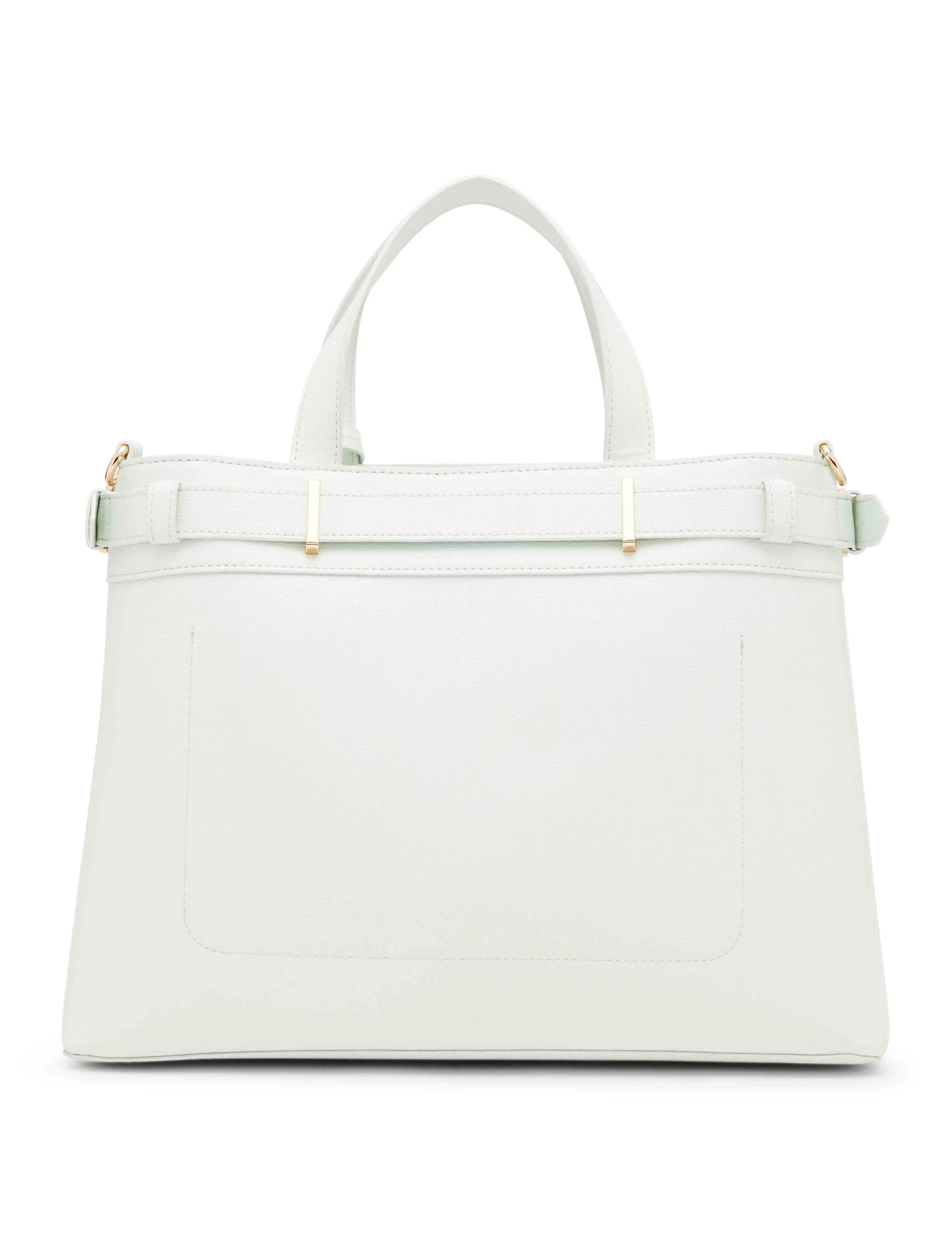 Belted satchel with convertible strap