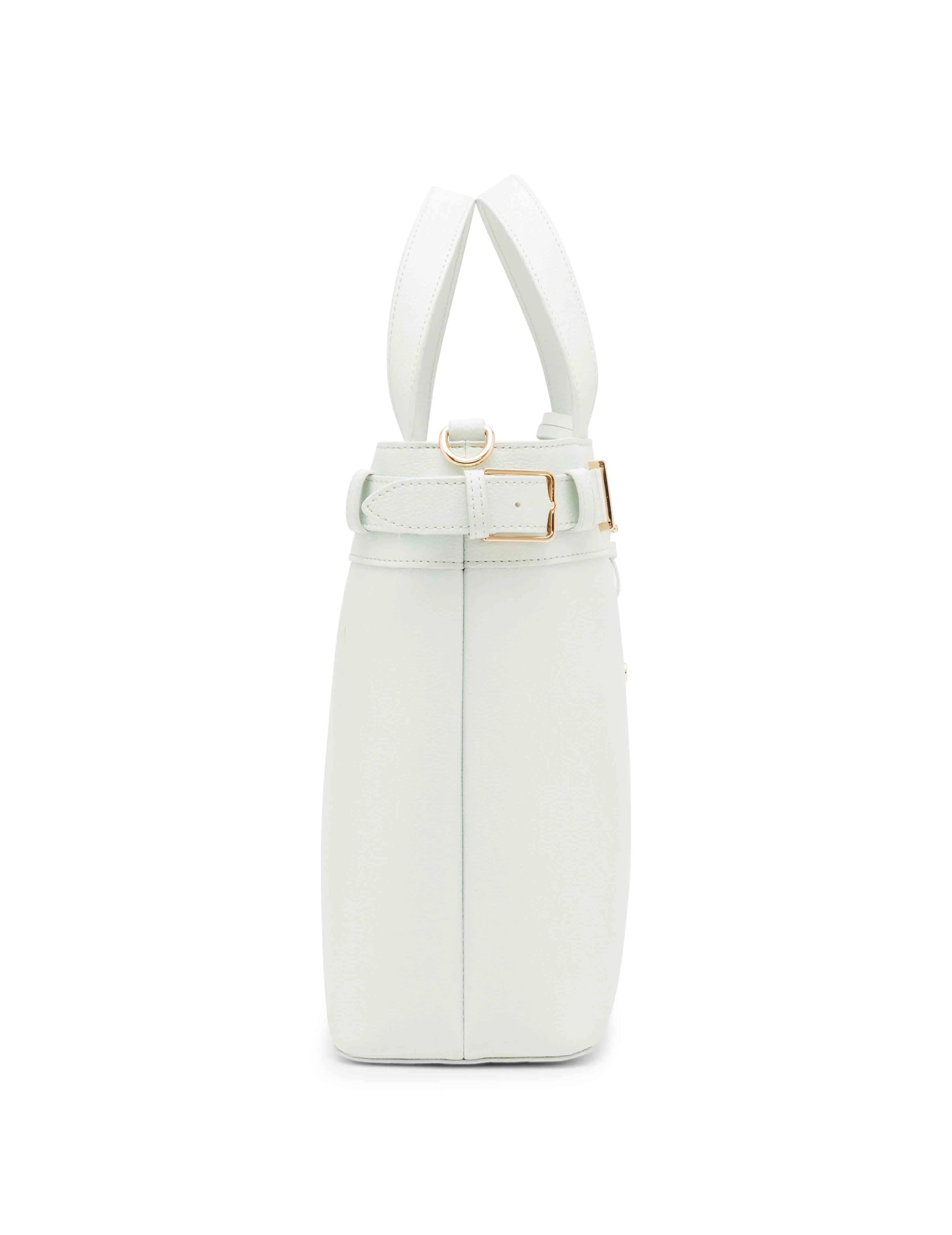 Belted satchel with convertible strap