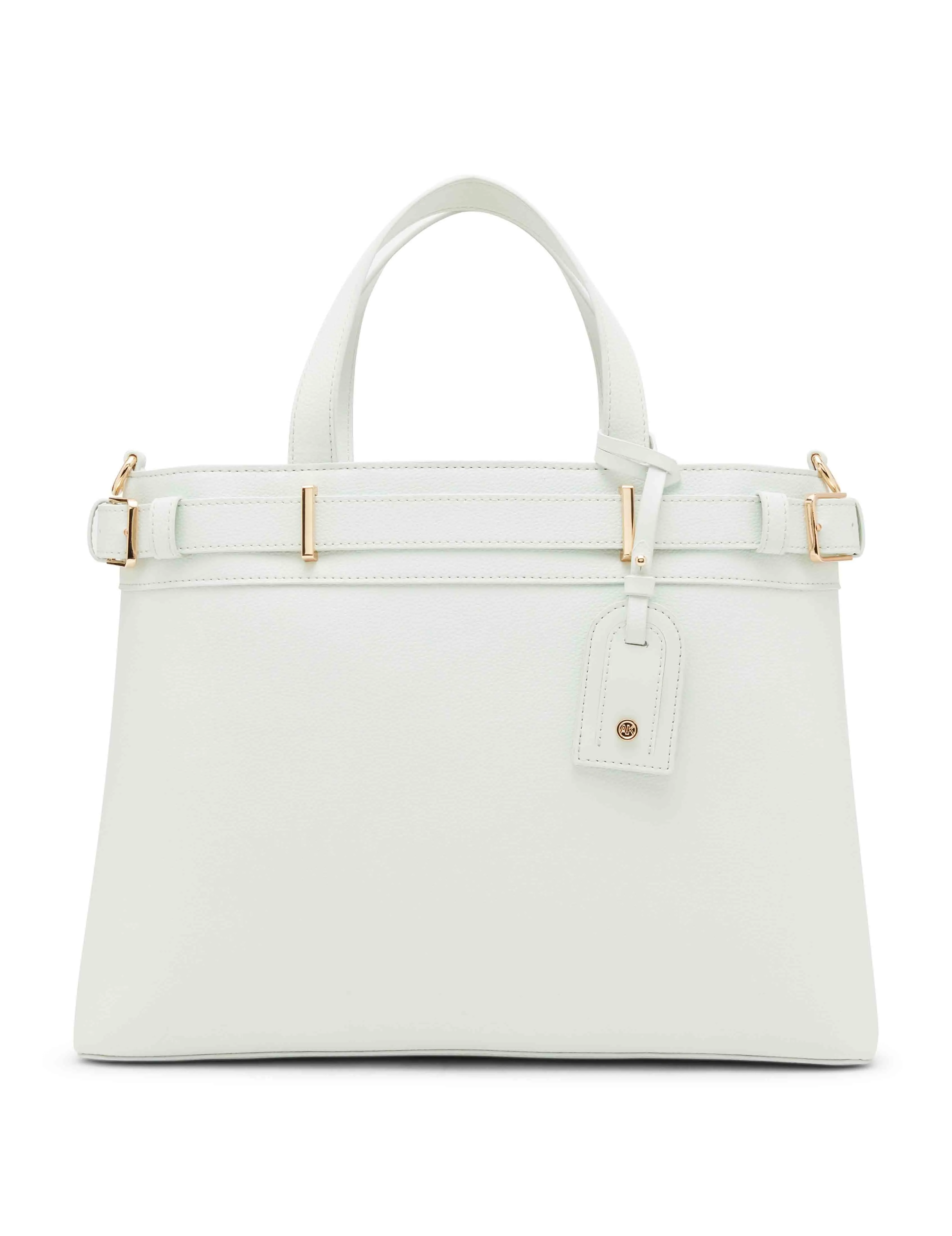 Belted satchel with convertible strap