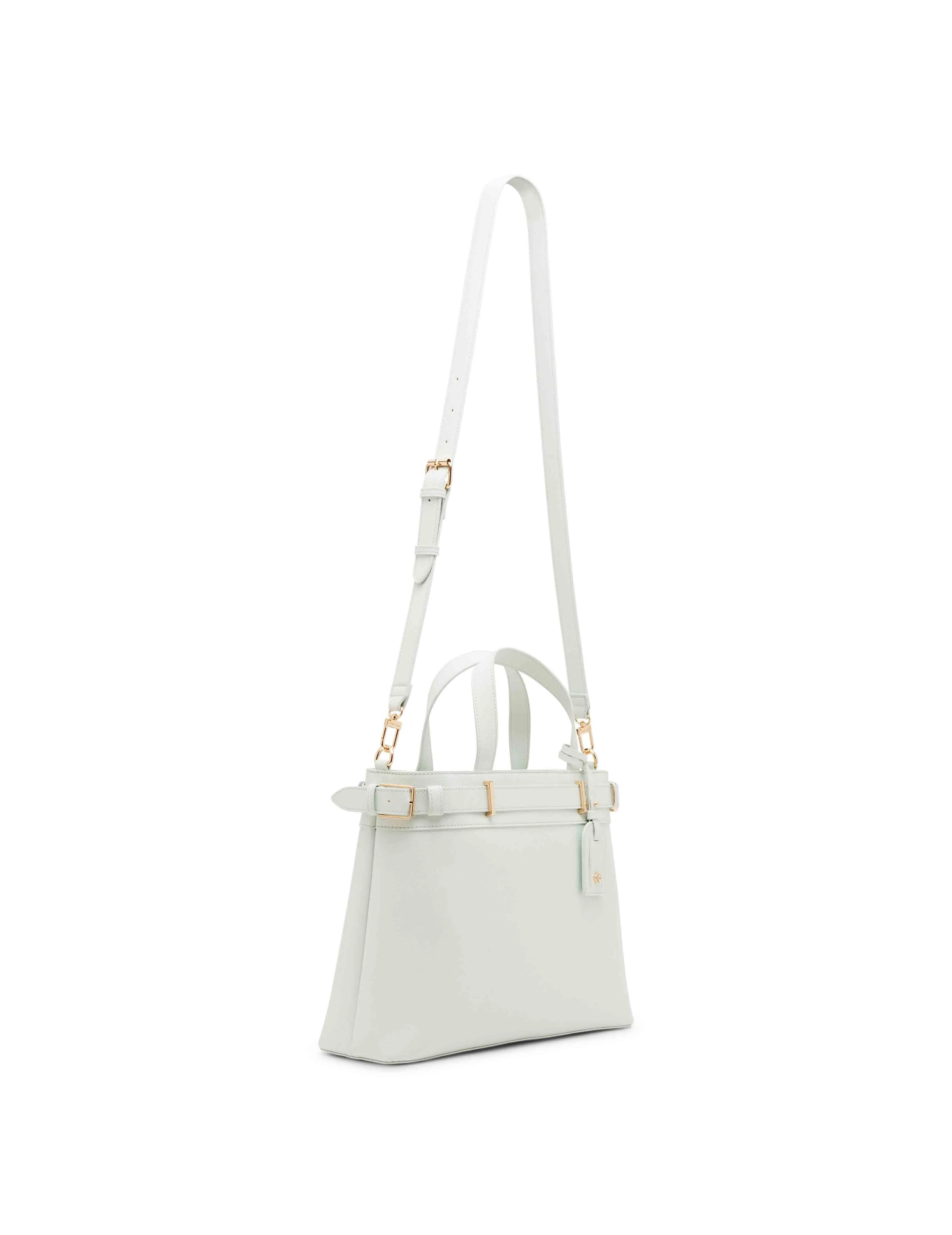 Belted satchel with convertible strap
