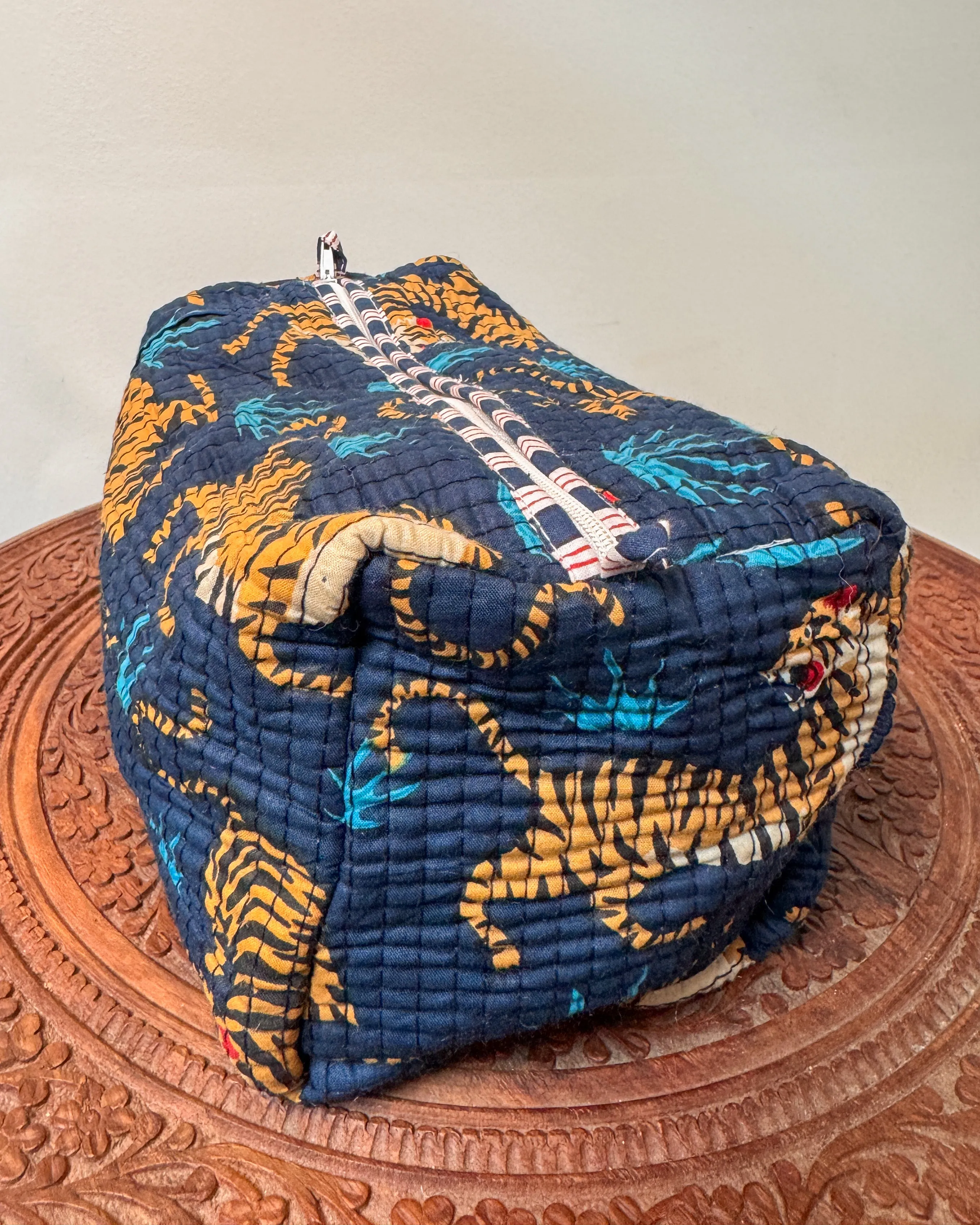 Blue tiger l Handmade Quilted Cotton Bag