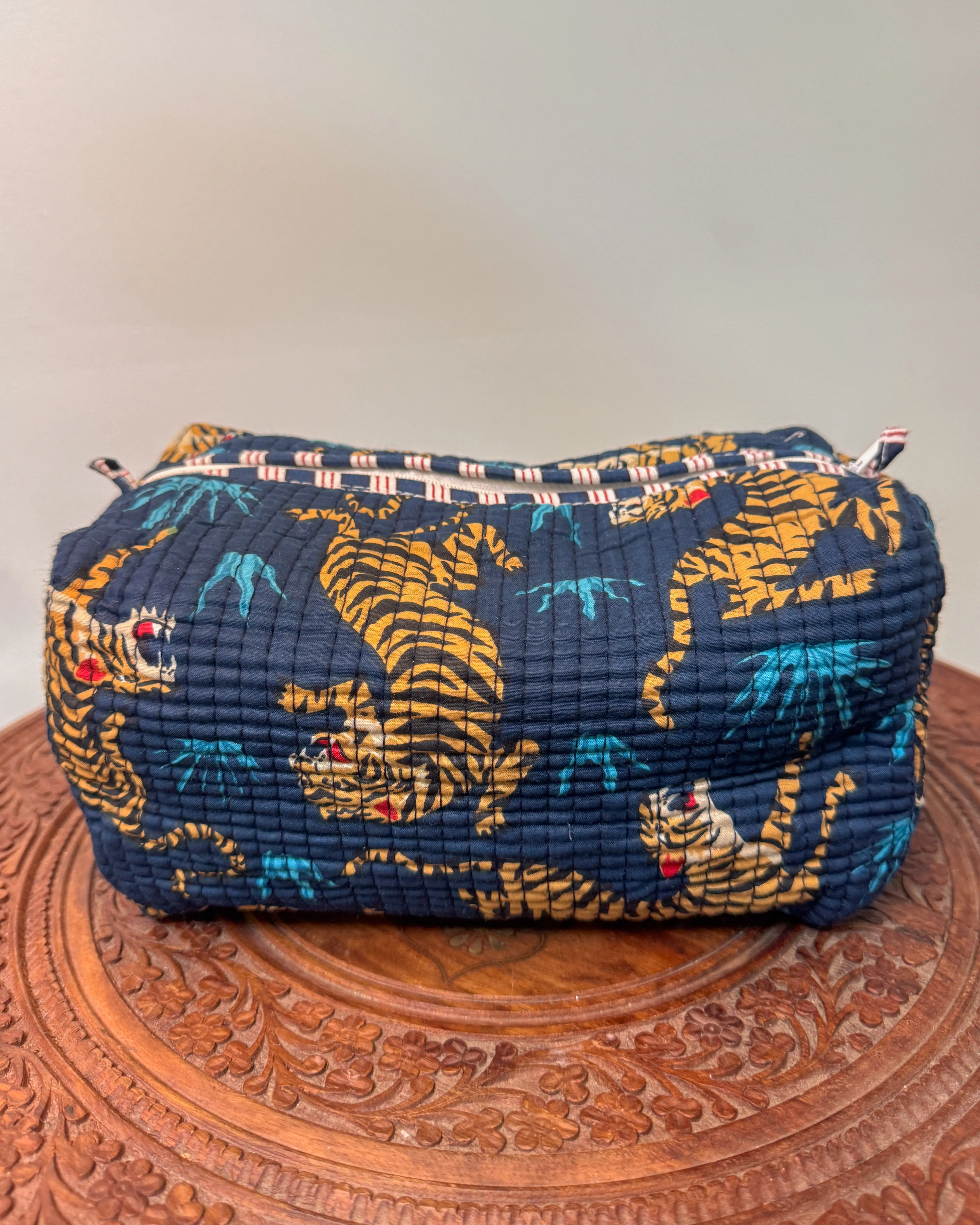 Blue tiger l Handmade Quilted Cotton Bag