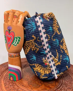 Blue tiger l Handmade Quilted Cotton Bag