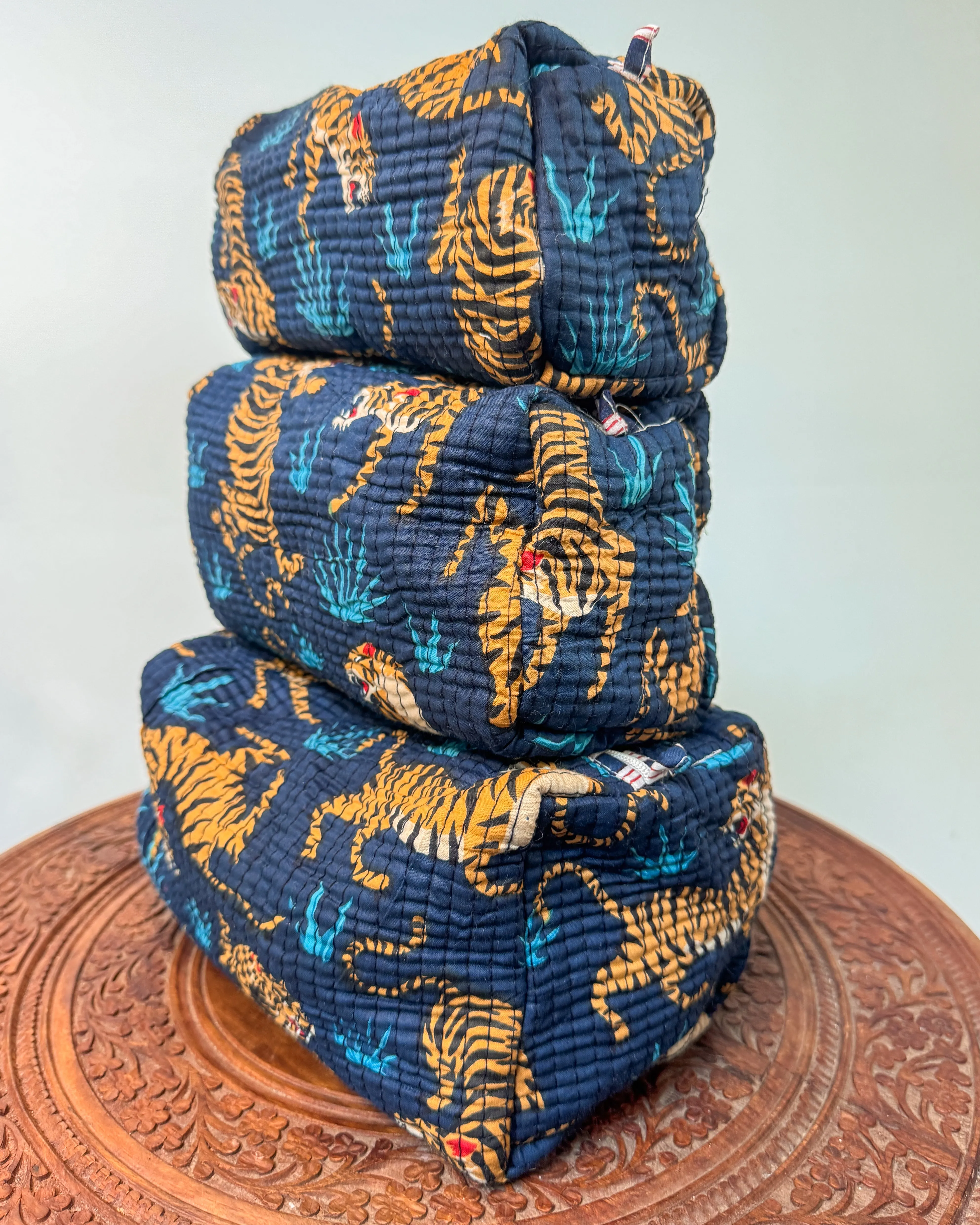 Blue tiger l Handmade Quilted Cotton Bag