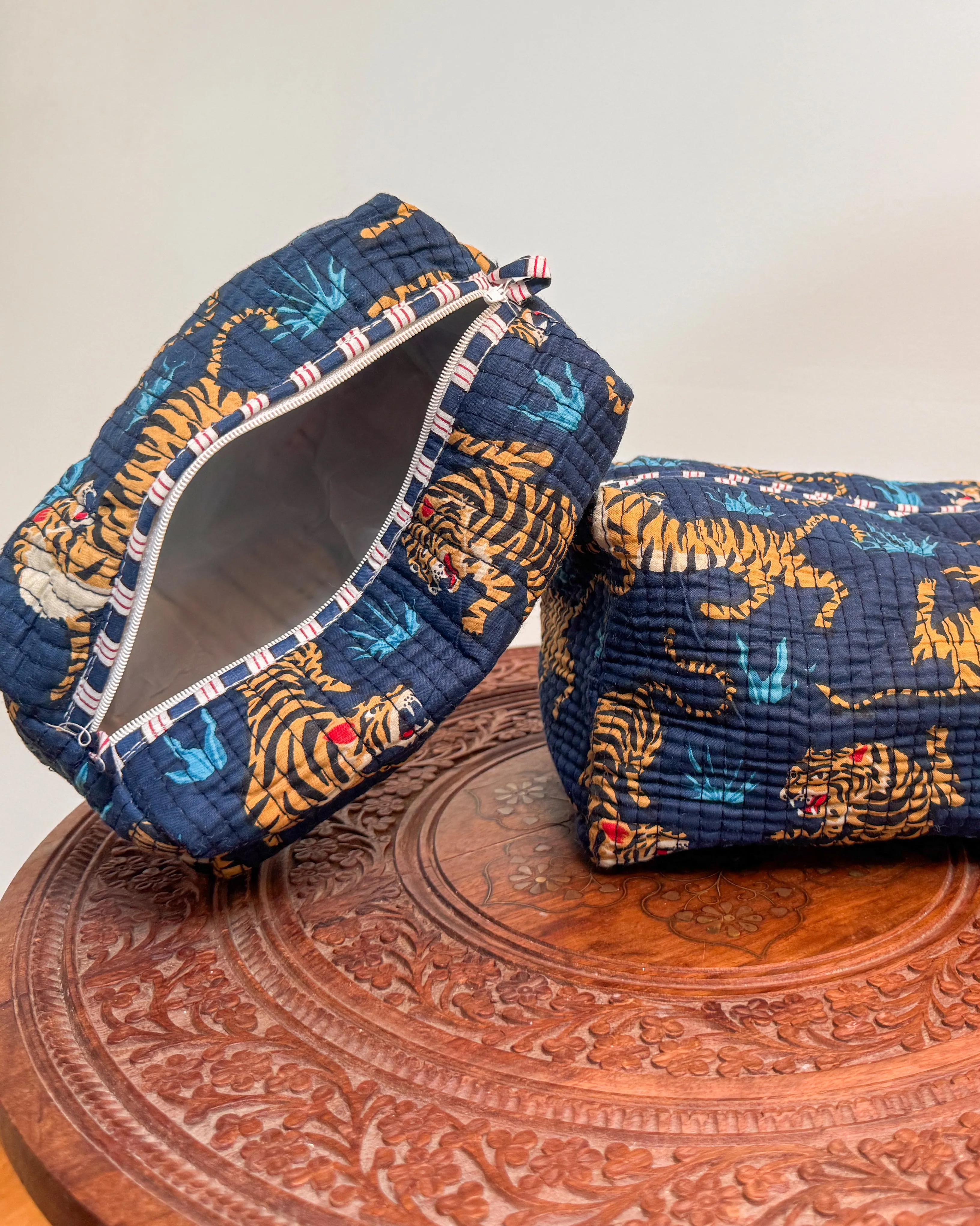 Blue tiger l Handmade Quilted Cotton Bag