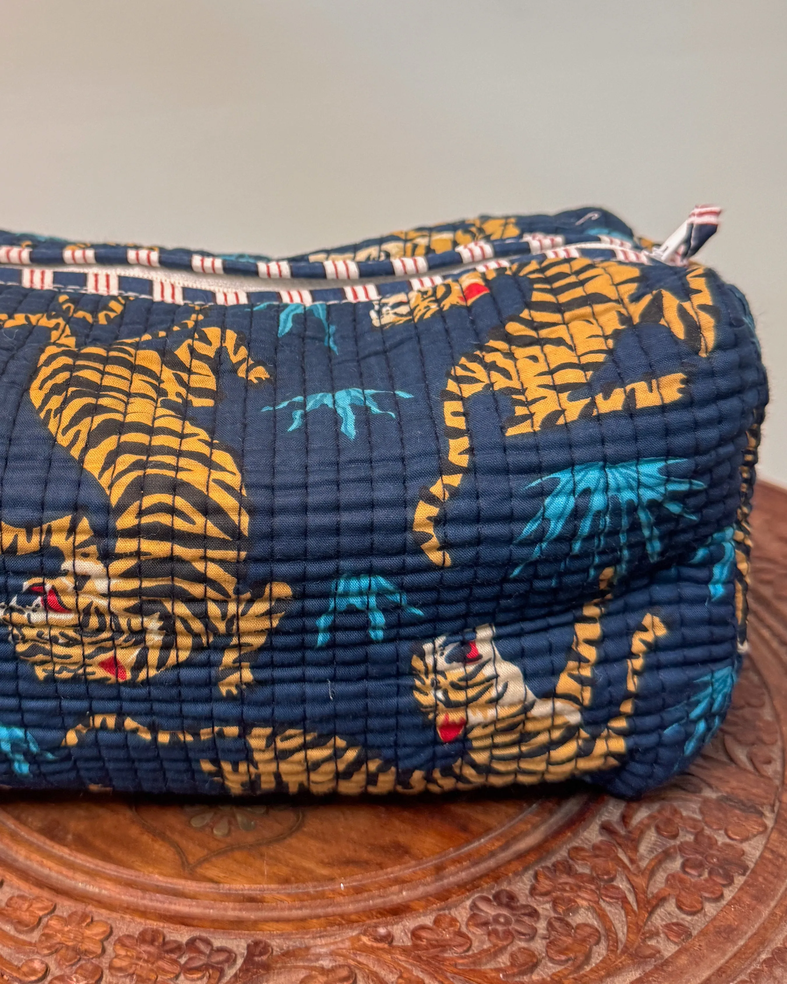 Blue tiger l Handmade Quilted Cotton Bag