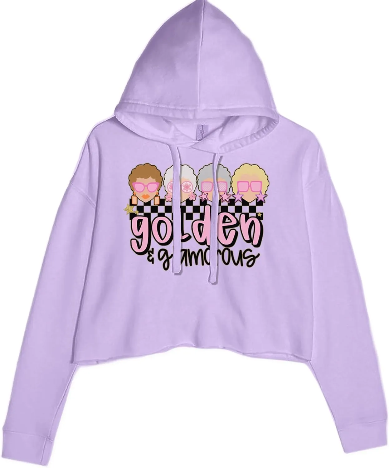 Cropped Fleece Hoodie Golden and Glamorous Golden Girls Ladies Small Lavender