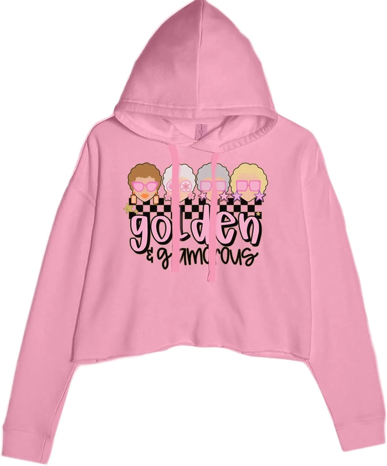 Cropped Fleece Hoodie Golden and Glamorous Golden Girls Ladies Small Mauve