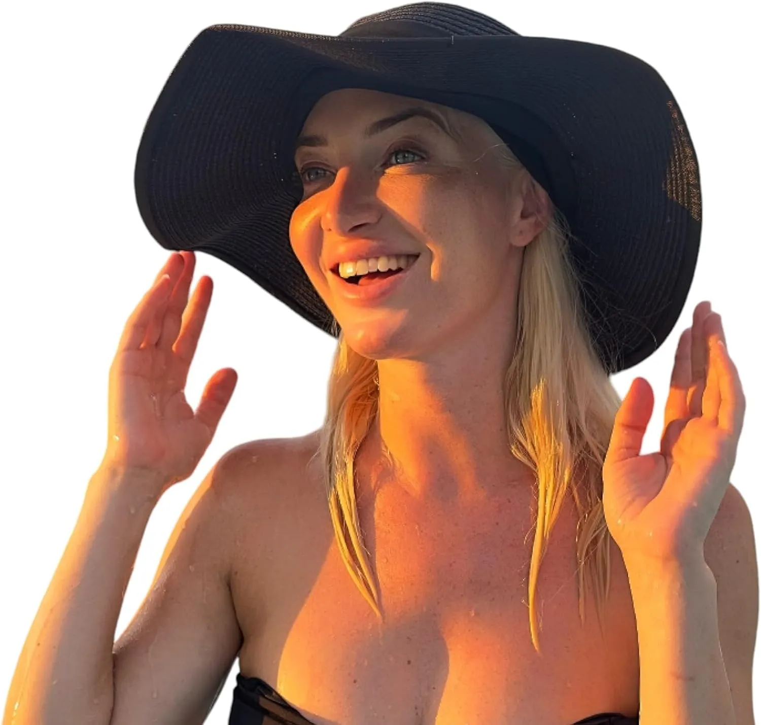 Flex Beach Sun Hat for Women Satin-Lined Rollable Removable Chin Strap UPF50 Big-Head Friendly with Travel Bag