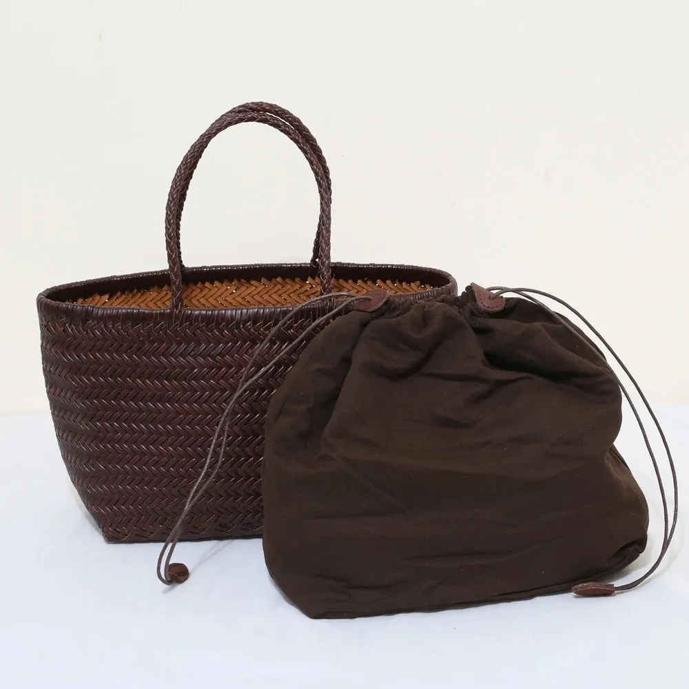 Genuine Leather Bag Weaving Casual Big Tote Purse Cowhide Handbags