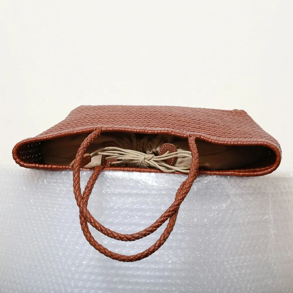 Genuine Leather Bag Weaving Casual Big Tote Purse Cowhide Handbags