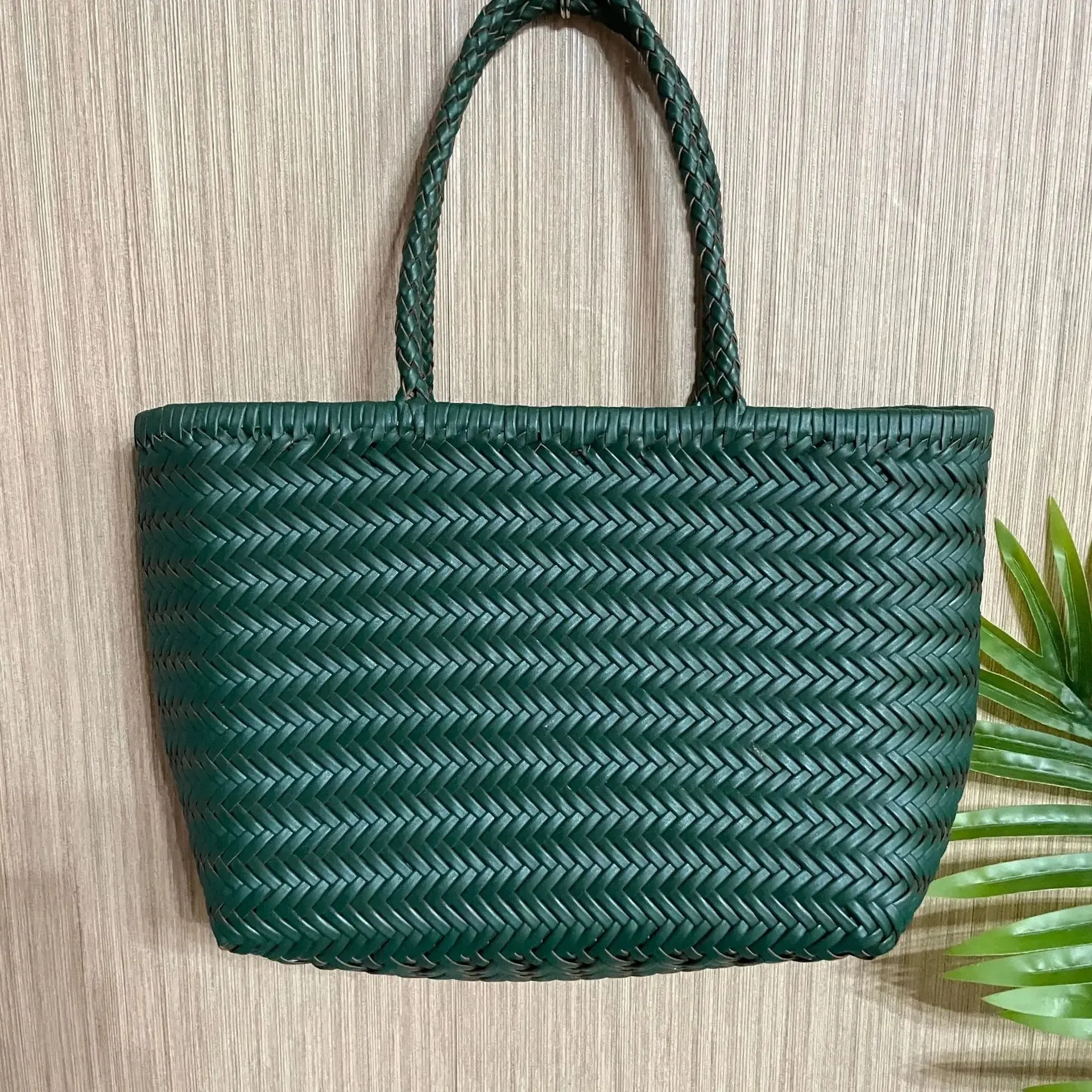 Genuine Leather Bag Weaving Casual Big Tote Purse Cowhide Handbags