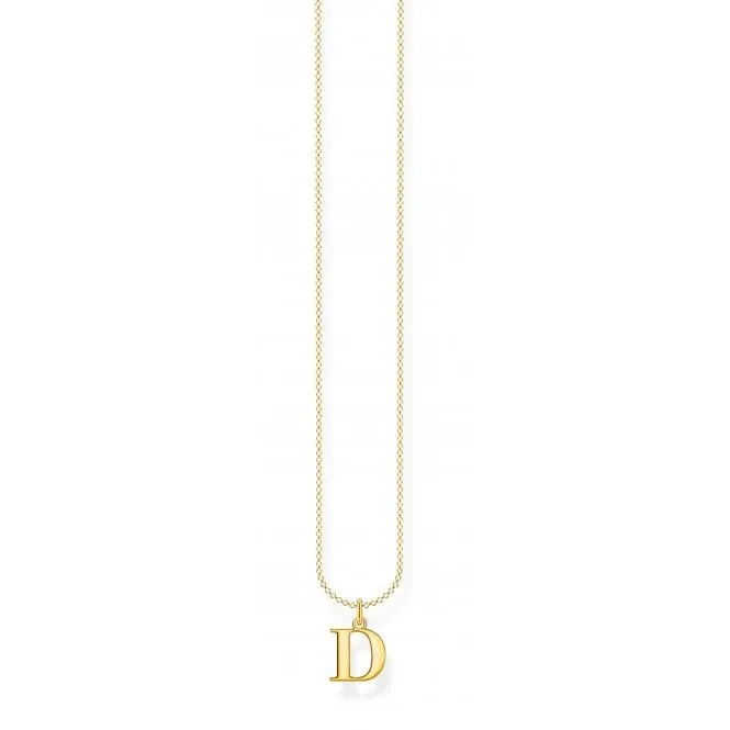 Gold Plated Letter D Necklace KE2013-413-39-L45V