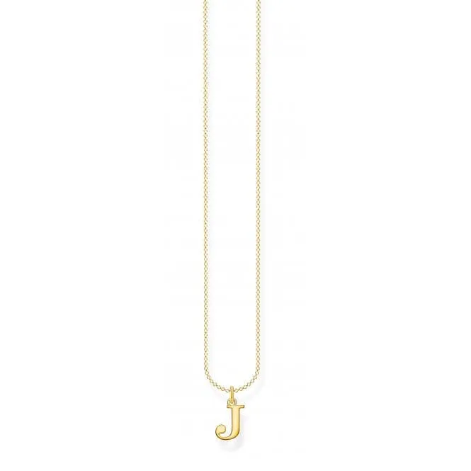 Gold Plated Letter J Necklace KE2019-413-39-L45V