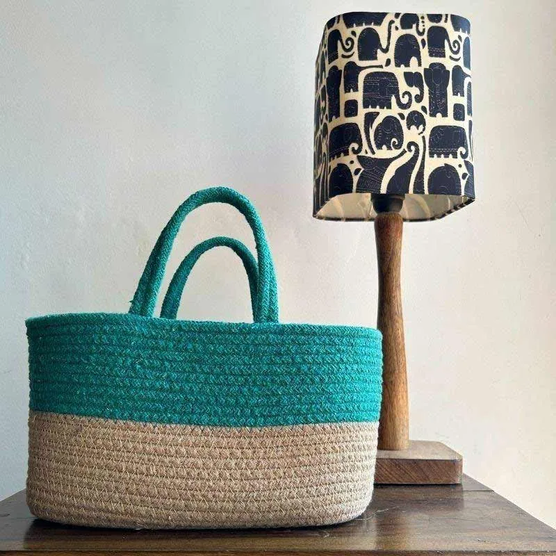 Handcrafted Duotone Cotton Basket | 25 x 16 x 14 inches