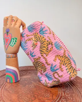 Hot Pink tiger l Handmade Quilted Cotton Bag