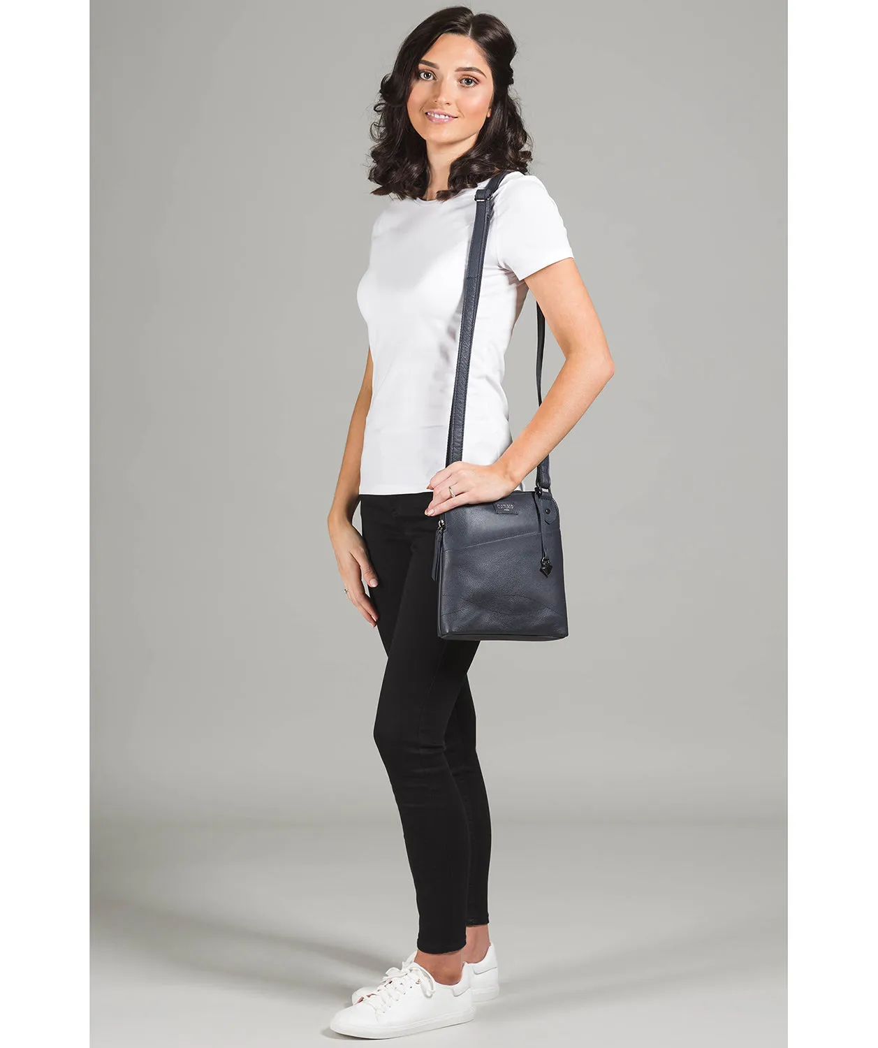 'Jayne' Navy Leather Slim Cross-Body Bag