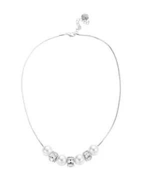 Karen Sampson Silver Necklace With Pearl & Diamanté Pendants
