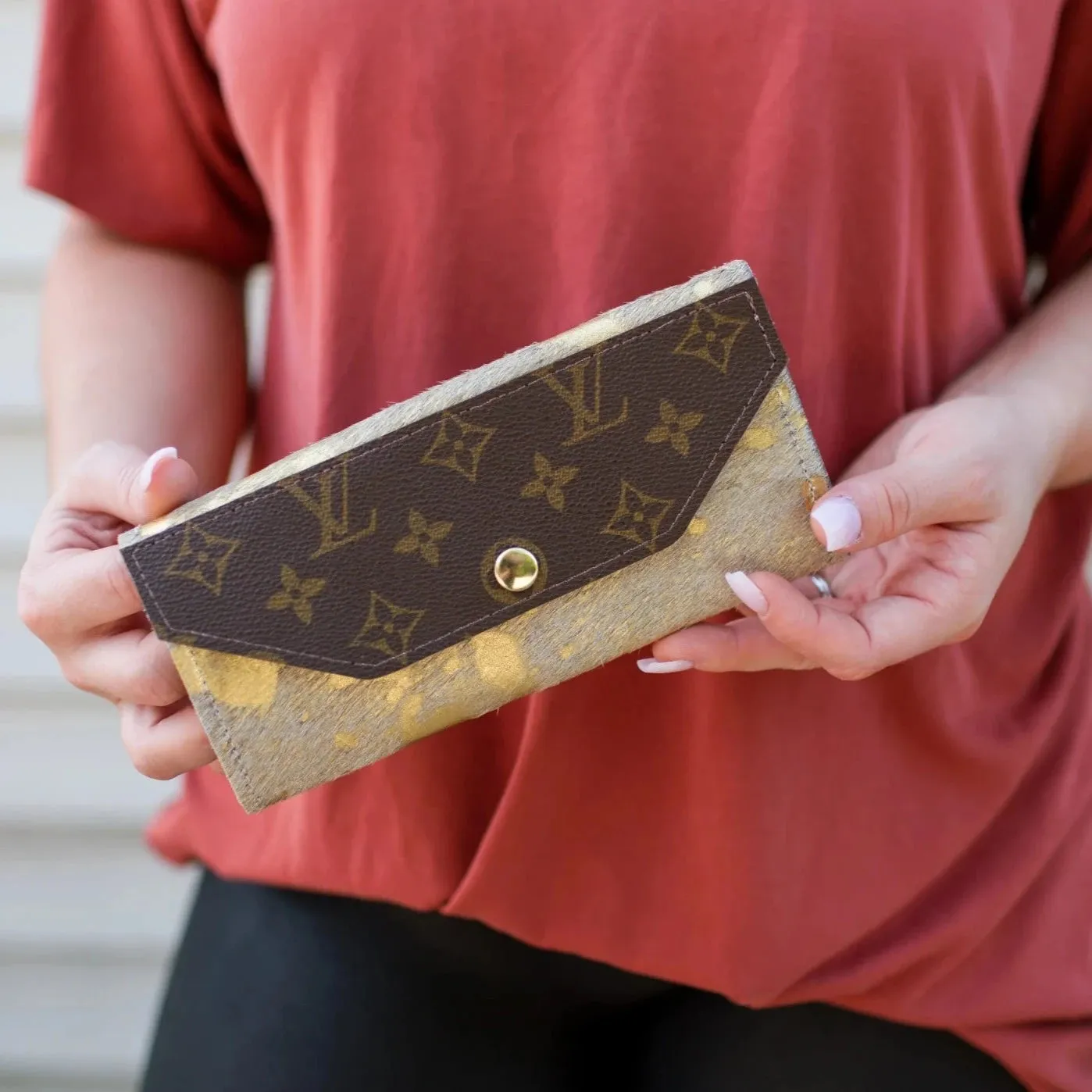 Large Wallet In Leather | Upcycled LV (Pre Made)