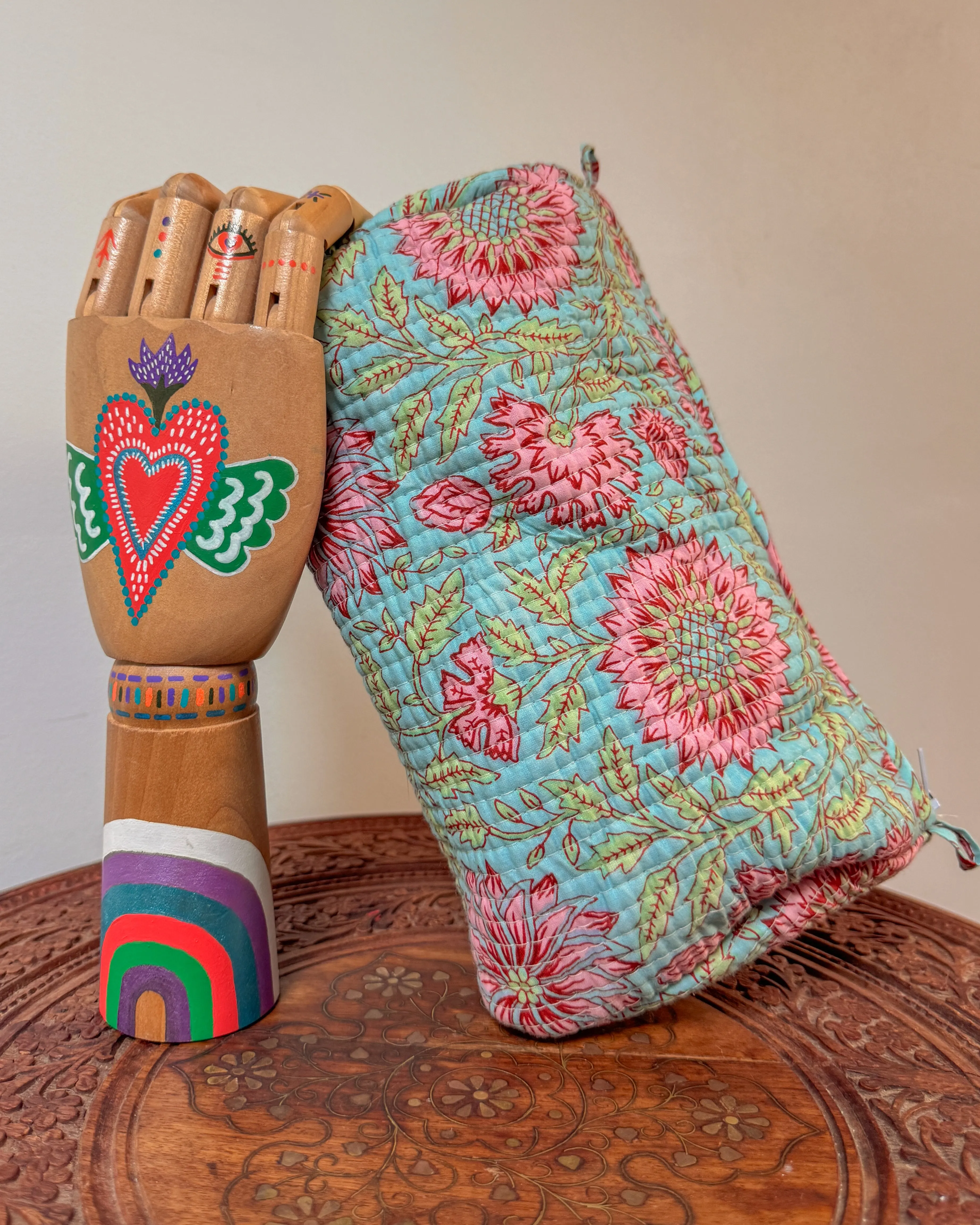 Light blue l Handmade Quilted Cotton Bag