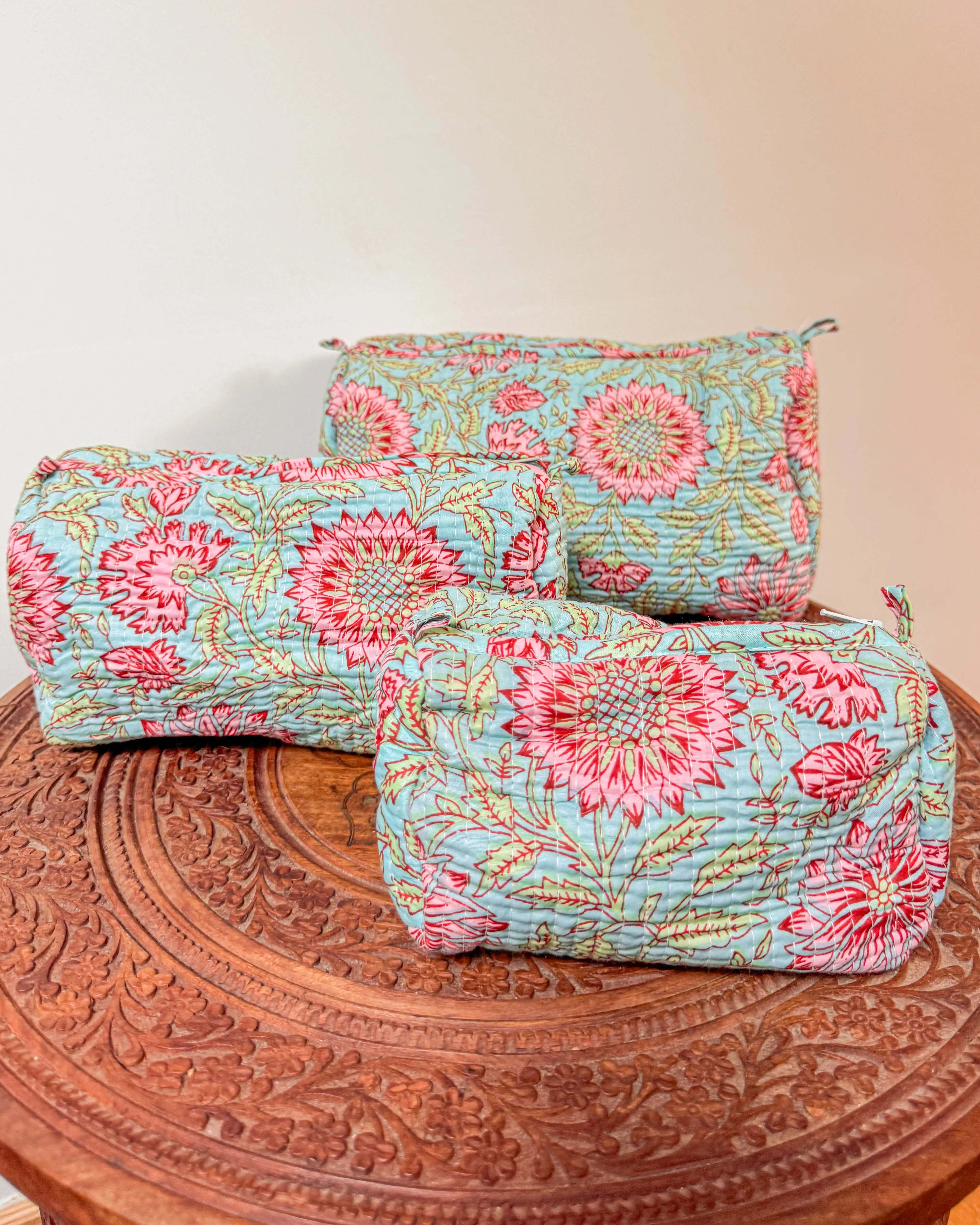 Light blue l Handmade Quilted Cotton Bag