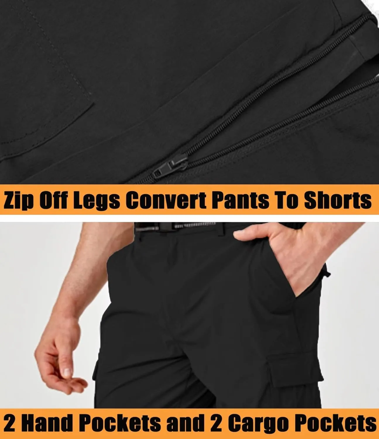 MAGCOMSEN Men's Hiking Pants 5 Large Pockets Convertible Zip Off Quick Dry Lightweight Fishing Cargo Work Pants