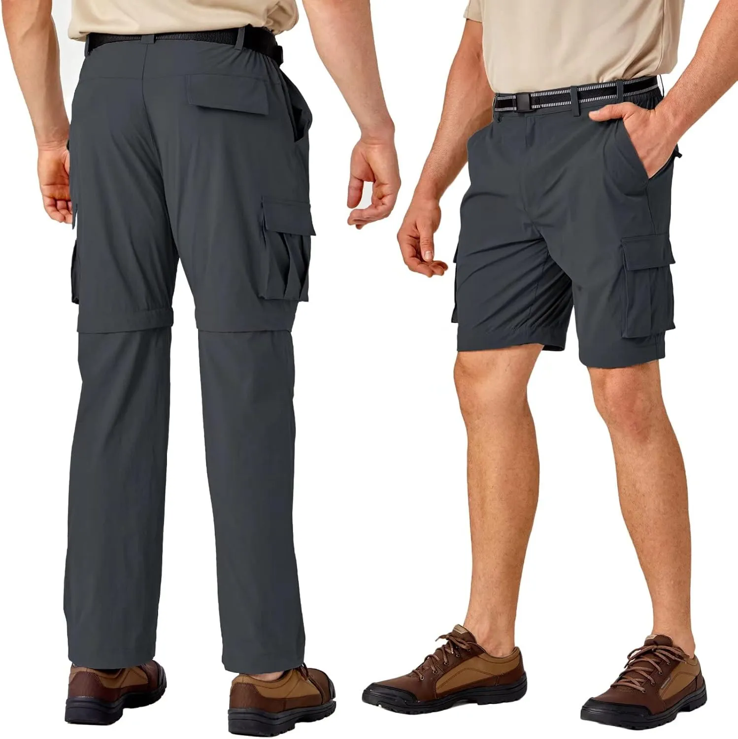MAGCOMSEN Men's Hiking Pants 5 Large Pockets Convertible Zip Off Quick Dry Lightweight Fishing Cargo Work Pants