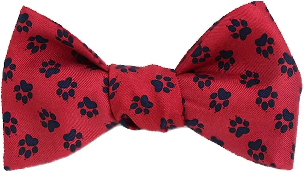 Men's Animal Pawprints Self-Tie Silk Bow Tie, Made in USA