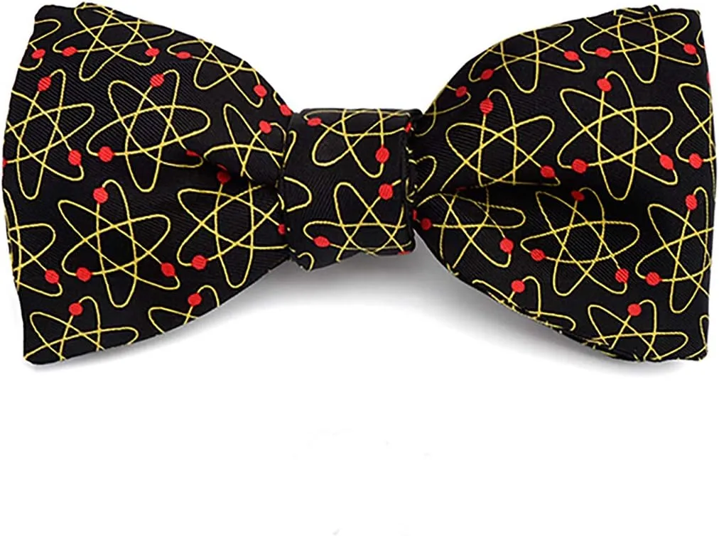 Men's Atoms Molecule Self-Tie Silk Bow Tie in Black, Made in USA