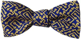 Men's Computer Circuits Self Tie Silk Bow Tie in Blue, Made in USA