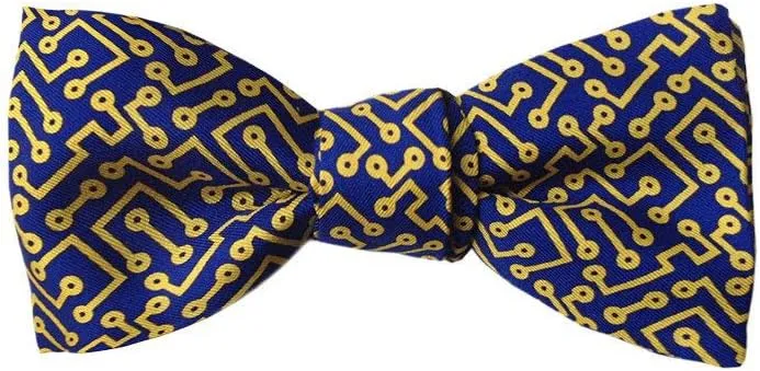 Men's Computer Circuits Self Tie Silk Bow Tie in Blue, Made in USA