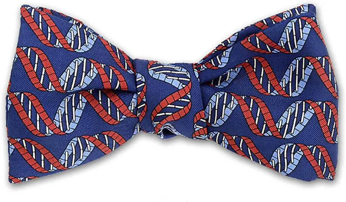Men's DNA Strand Self-Tie Silk Bow Tie Blue, Made in USA