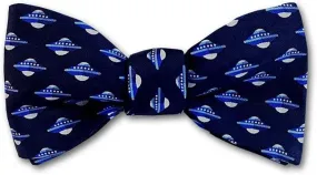 Men's Flying Saucer Self Tie Silk Bow Tie in Blue, Made in USA