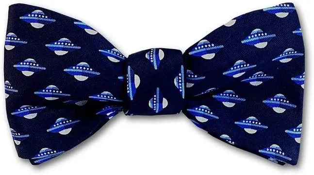 Men's Flying Saucer Self Tie Silk Bow Tie in Blue, Made in USA