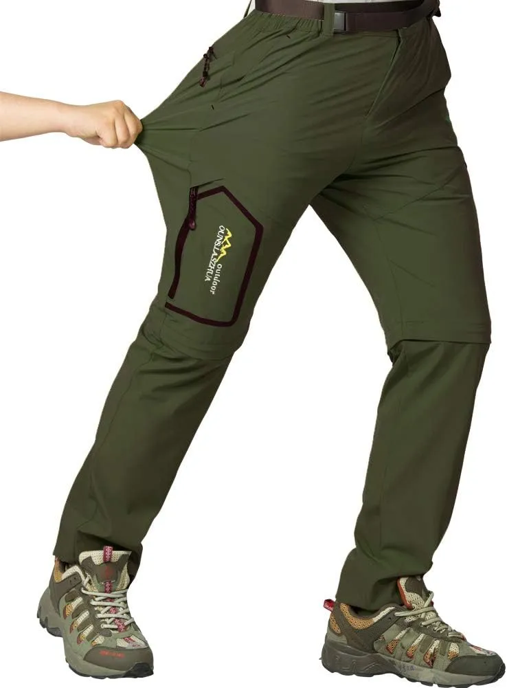 Mens Hiking Pants Convertible Quick Dry Lightweight Zip Off Outdoor Fishing Safari Pants