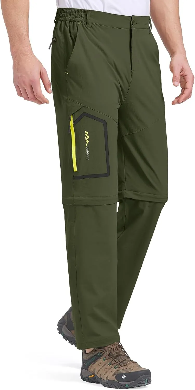 Mens Hiking Pants Convertible Quick Dry Lightweight Zip Off Outdoor Fishing Safari Pants