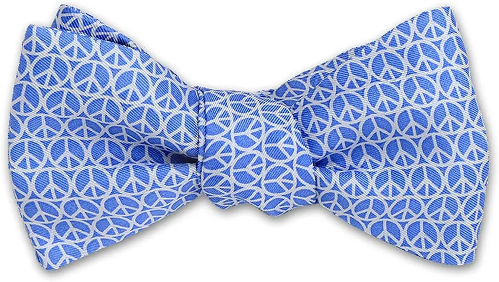 Men's Peace Sign Self-Tie Silk Bow Tie, Made in USA