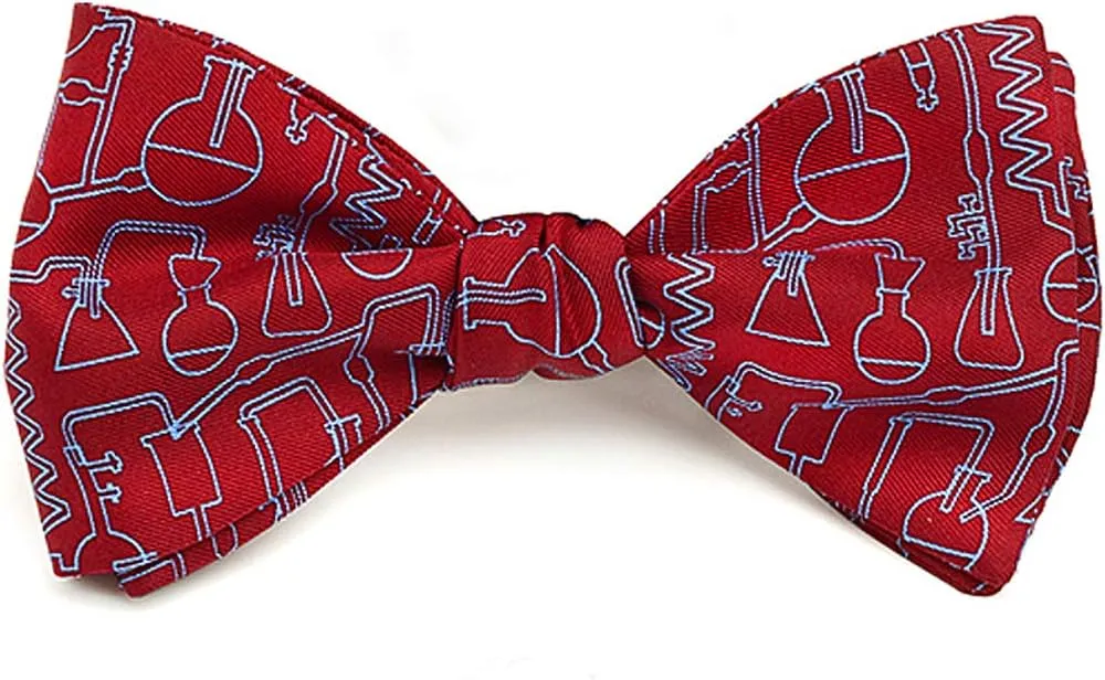Men's Science and Chemistry Self-Tie Silk Bow Tie in Red, Made in USA