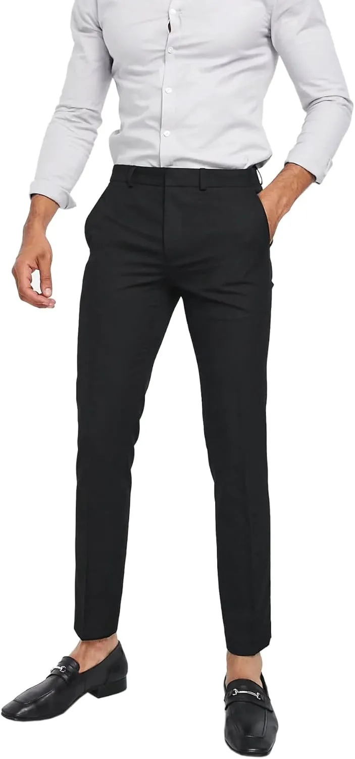 Mens Skinny Suit Pant 36 Black