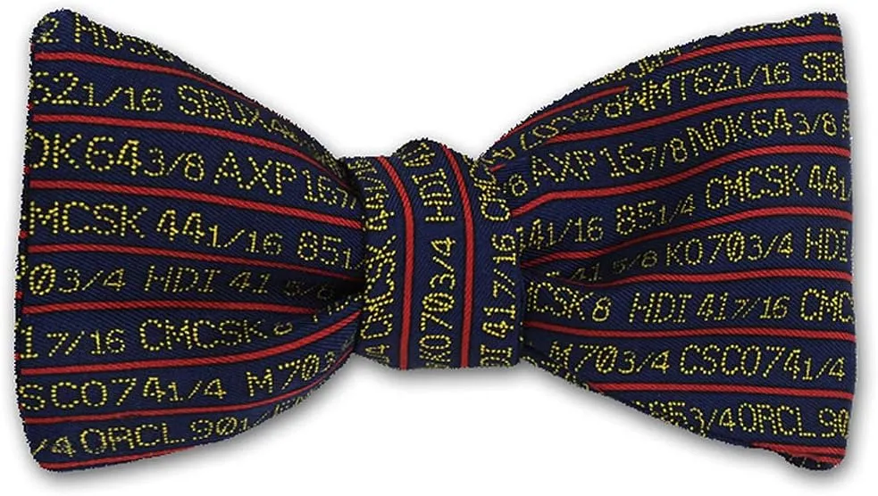 Men's Wall St. Stock Market Ticker Self-Tie Silk Bow Tie, Made in USA