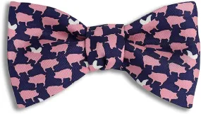 Men's When Pigs Fly Self Tie Silk Bow Tie in Blue, Made in USA