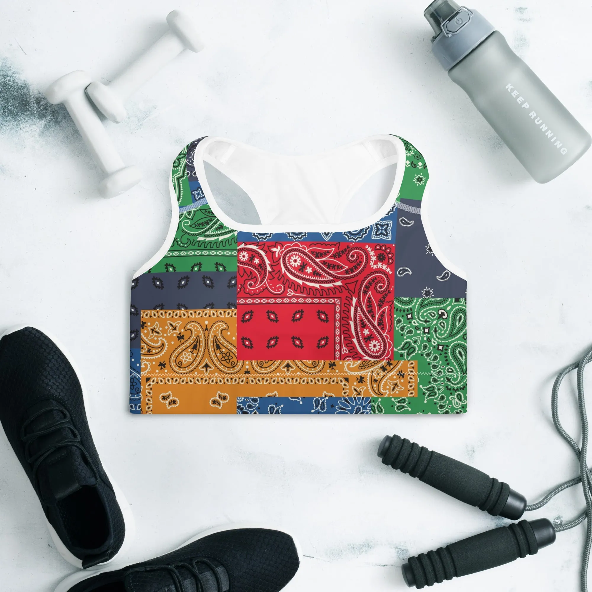 Paisley Bandana Padded Sports Bra