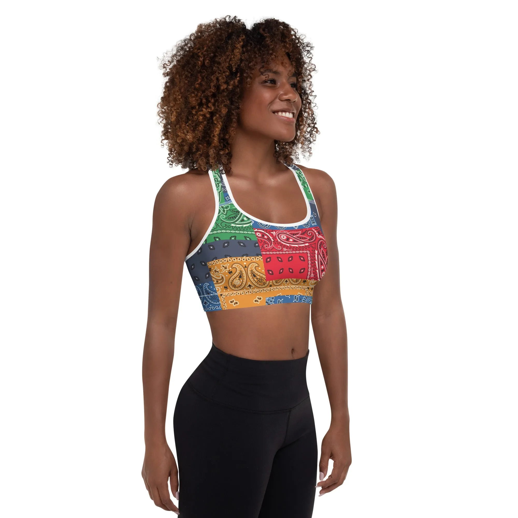 Paisley Bandana Padded Sports Bra